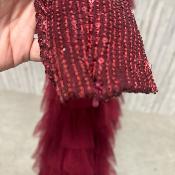 Mac Duggal NWT 26299 Size 4 Long Sleeve Ruffle Tiered Midi Dress - Picture 7 of 10